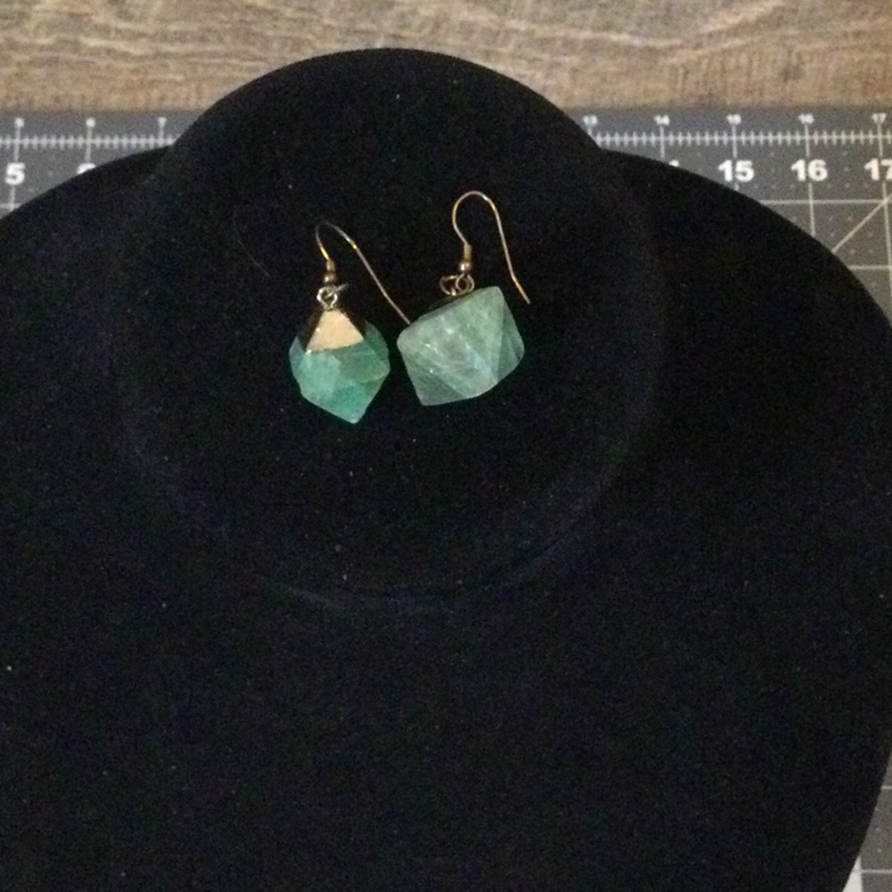 Chic Handmade Gold and Green Stone Earrings